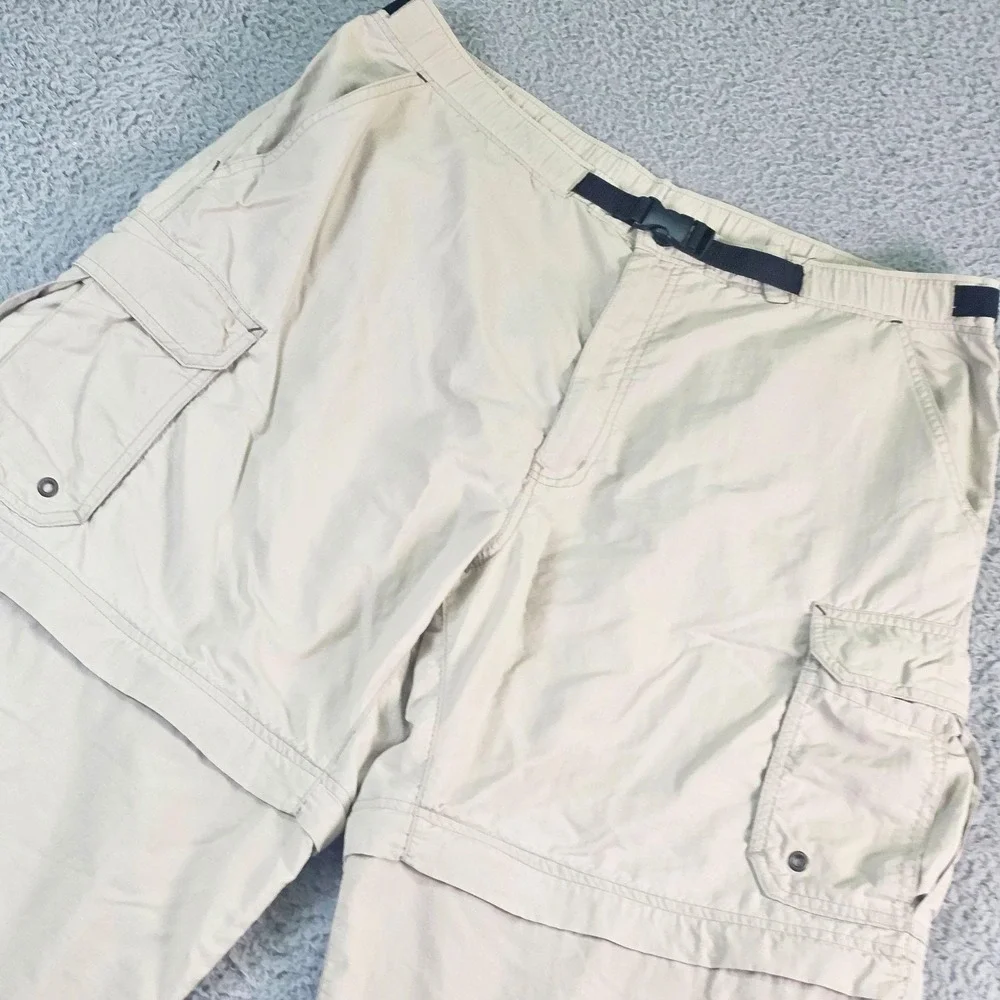 REI Pants Mens 36x32 Beige Nylon Convertible Cargo Hiking Outdoor Travel
